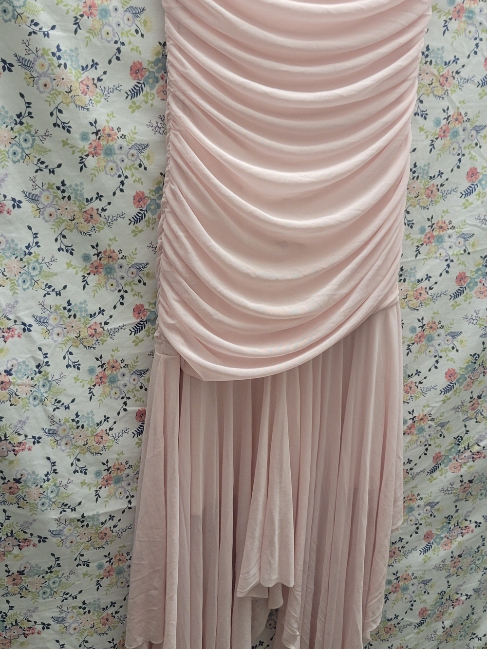 SHEIN Light Blush Pink High-Low Ruched Dress